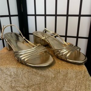 Lane Bryant Gold Strappy Heels